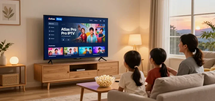 Expérience de visionnage en famille avec atlas pro dans un salon chaleureux